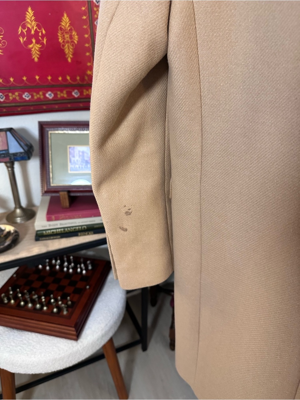 Zara Women's Camel Single-Breasted Wool Blend Coat - Picture 5 of 5